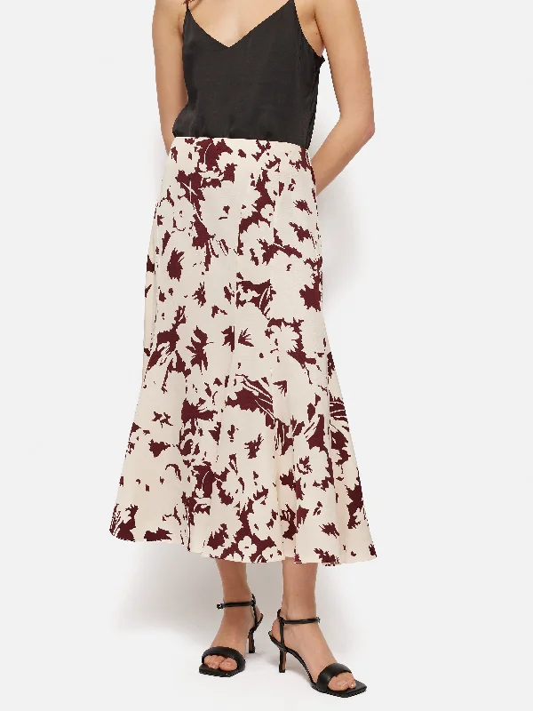 Silhouette Peony Midi Skirt | Cream breathable skirt fabric