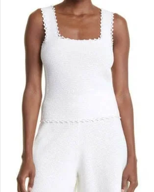 White Crochet Knit Tank pastel tank top