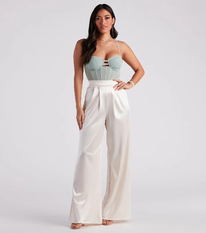 Trending In Satin High Rise Pants Comfy High-Waist Jeans