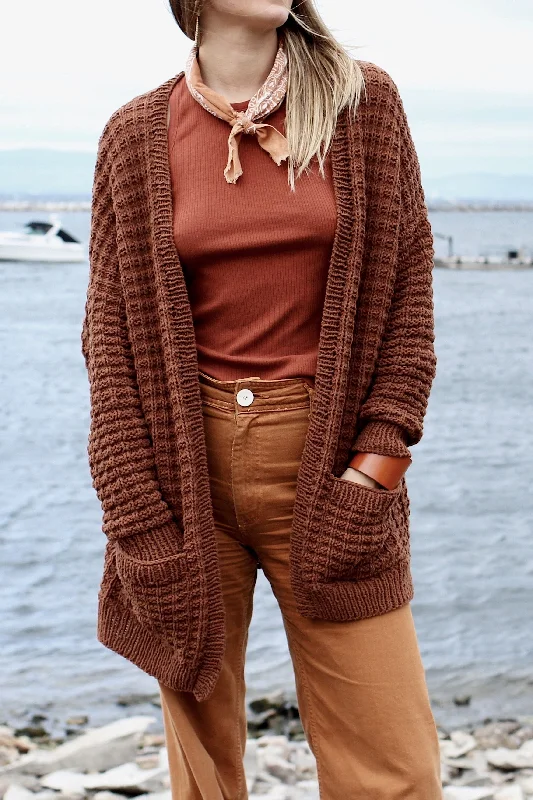 Knit Kit - Campsite Waffle Cardigan Welt Pockets Slit Pockets Flap Pockets