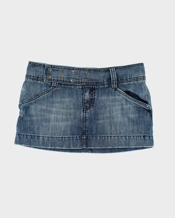 Y2k 00s Roxy Denim Mini Skirt - M leather skirt bold