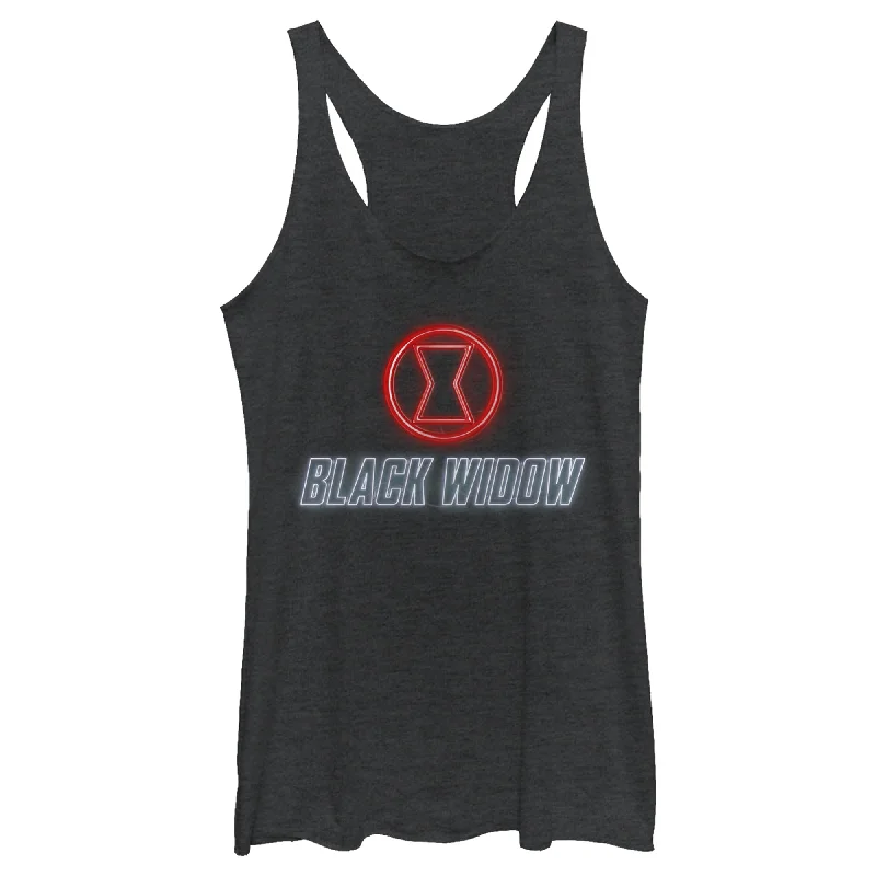 Women's Marvel Black Widow Neon Hourglass Racerback Tank Top flirty tank top