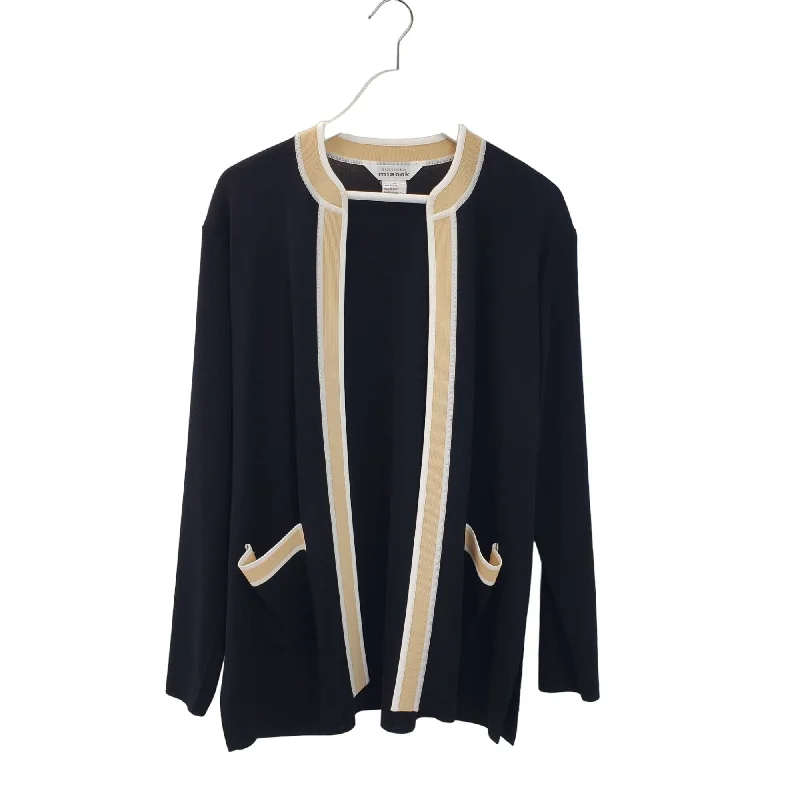Exclusively Misook Colorblock Open Cardigan Sweater Size Medium Handmade Hand-knitted Hand-woven