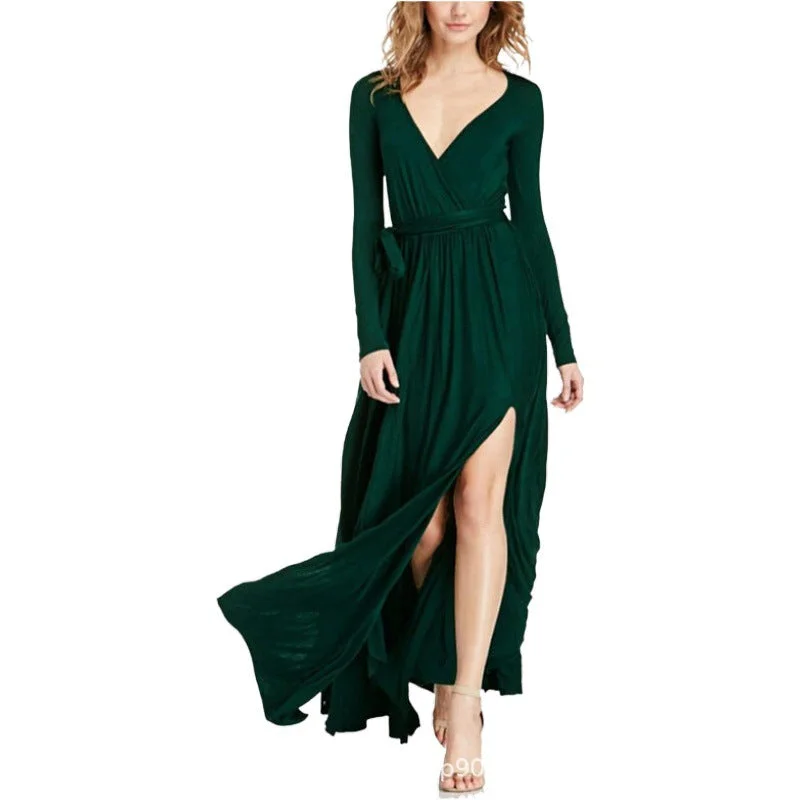 Sexy Deep V Neck Long Party Dresses Tunics Practical durable