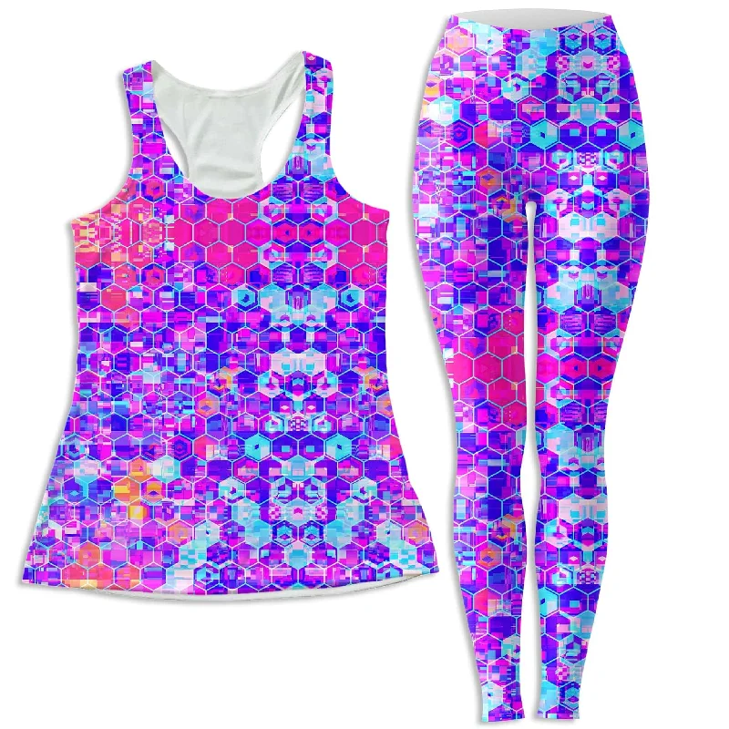 Blocks Of Life Women's Tank and Leggings Combo beige tank top
