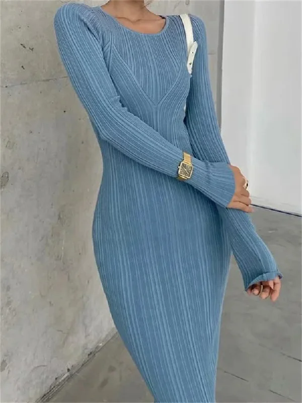 Cinessd Nye Ouyfit Autumn Fashion Slim Long Dress Female Knitwear Slim High Waist Patchwork Long Sleeve Elegant Party Dress Ladies Knit Dress Tunics Floral girly