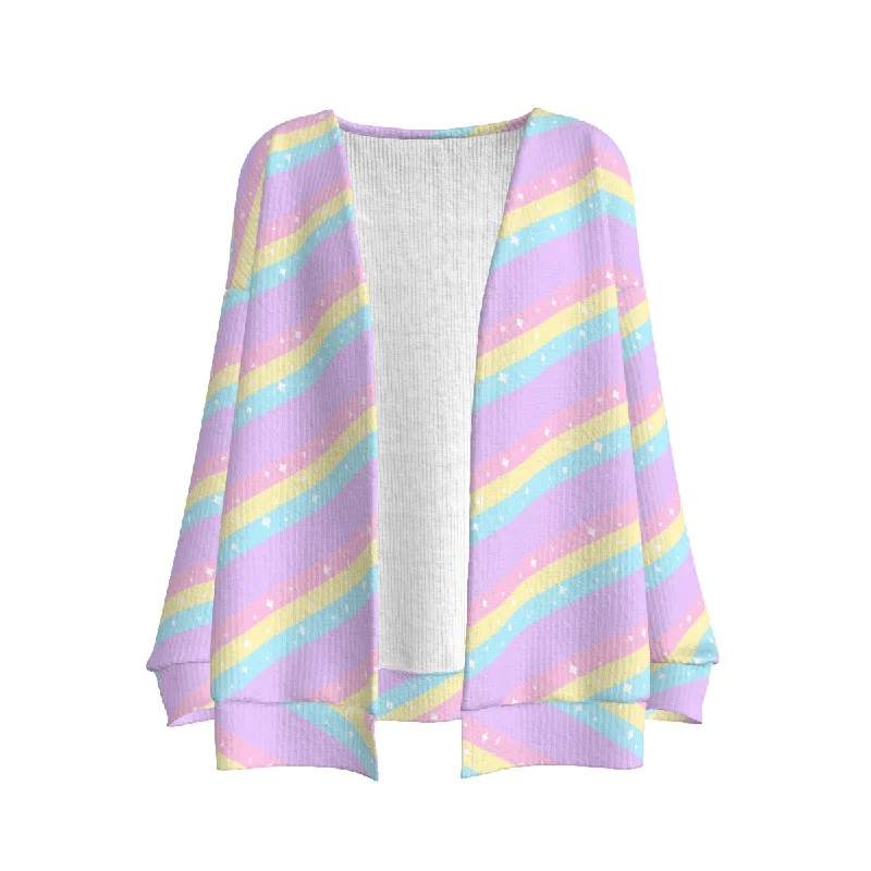 Teatime Fantasy Purple Rainbow Open Front Cardigan Satin Fabric Silk Fabric Chiffon Fabric Teatime Fantasy Purple Rainbow Open Front Cardigan Satin Fabric Silk Fabric Chiffon Fabric