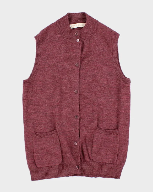 Womens Purple Knit Button Up Cardigan Vest - M Layered Multi-layer Single Layer