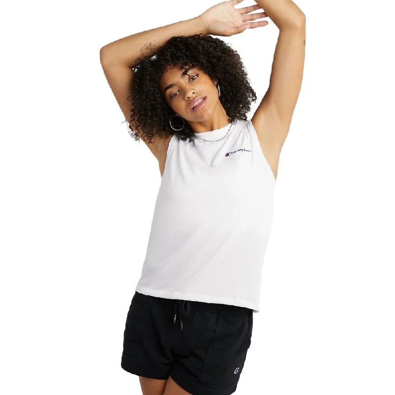 Champion Tank Femenino Powerblend_Muscle_Tank_Graphic White soft pink tank