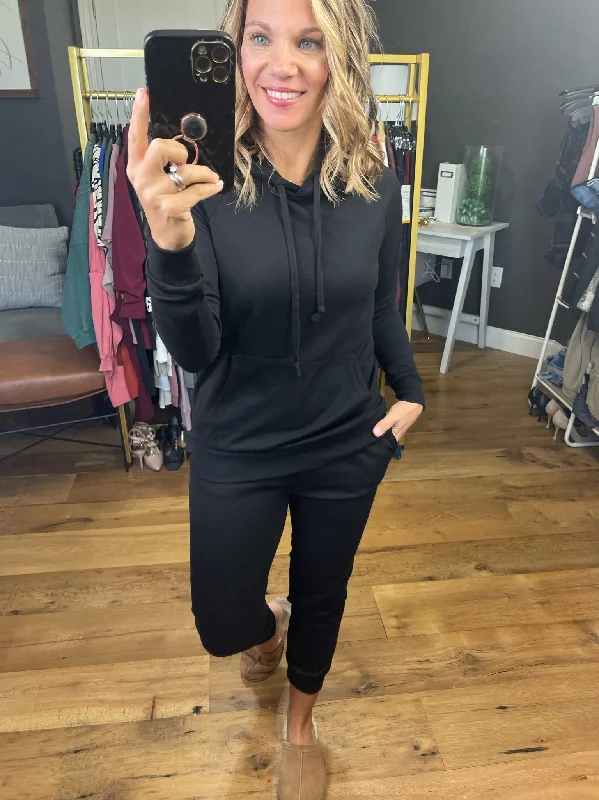 The Amelia Terry Jogger, Pant Only - Black Classic Cropped Pants