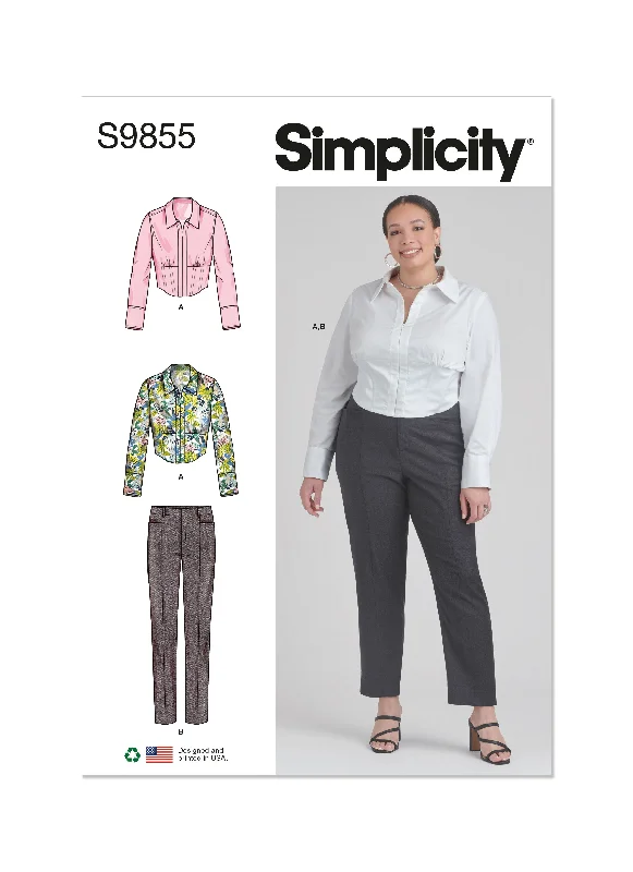 Simplicity Pattern S9855 Misses' and Women's Top and Pants Comfy Zip-Up Pants