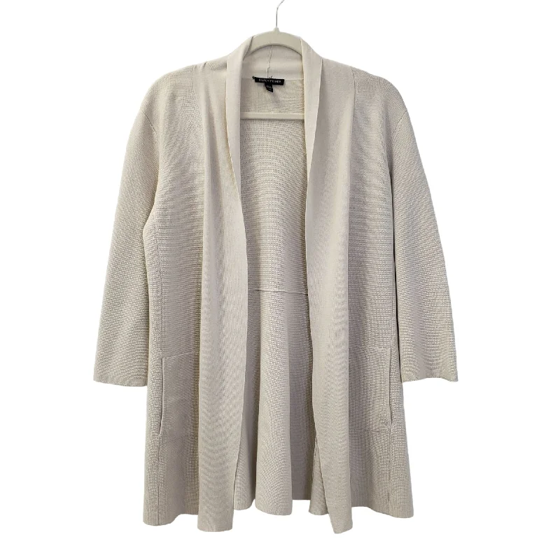 Eileen Fisher Silk Blend Open Longline Cardigan Sweater Size Small Mesh Cardigan Canvas Denim