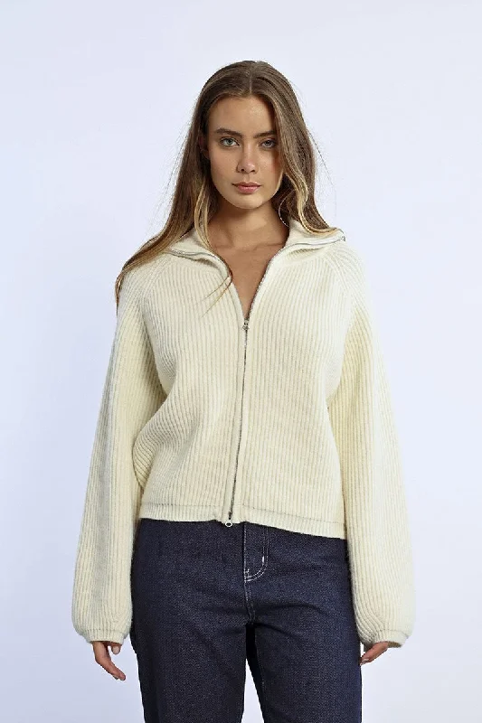 MBN Double Zip Cardigan Chenille Blend Fleece Blend Nylon Blend