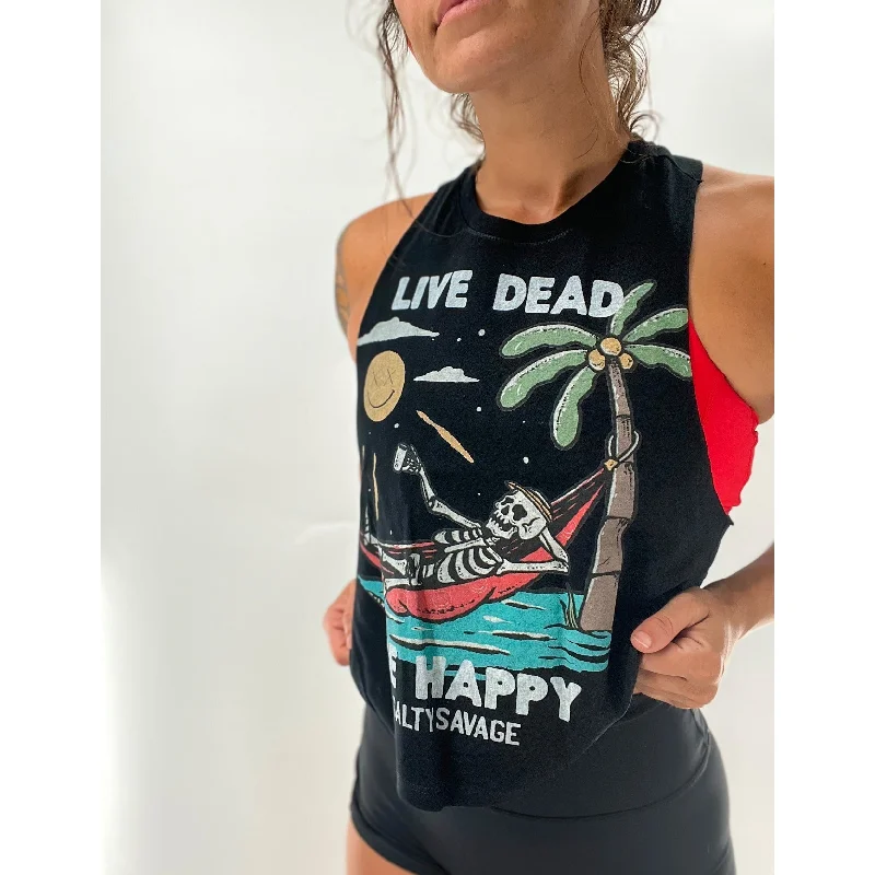 Ladies "Paradise" Flowy Crop Tank vintage tank top