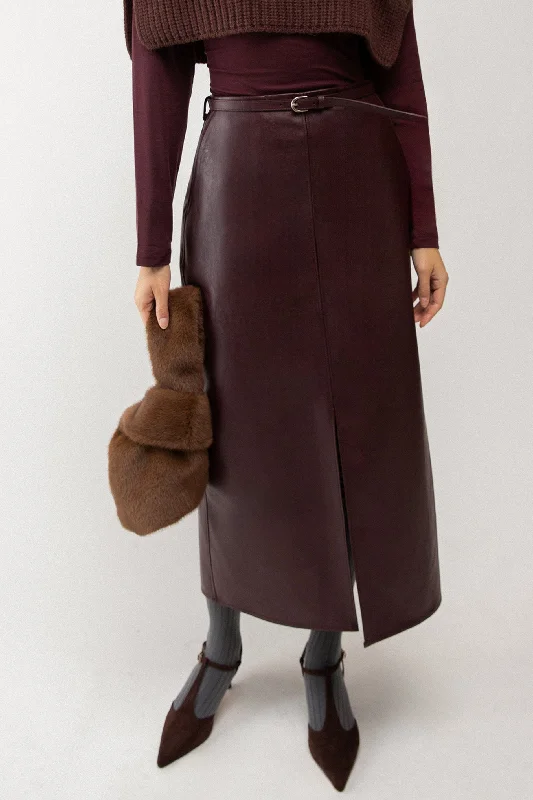 VEGAN LEATHER MAXI SKIRT lace skirt intricate