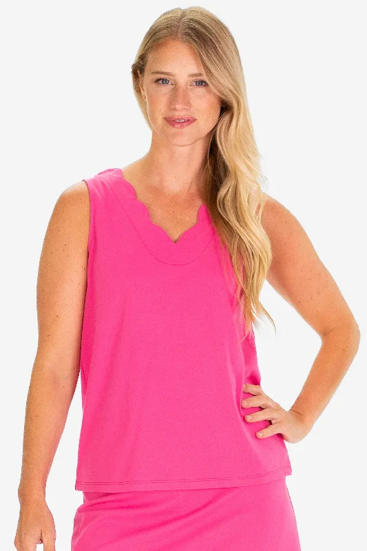 The Pique Serena Scallop Tank in Raspberry pastel tank top