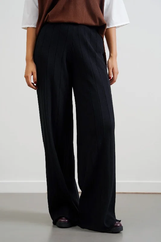 RIB-KNIT STRAIGHT PANTS Elegant Trouser Pants