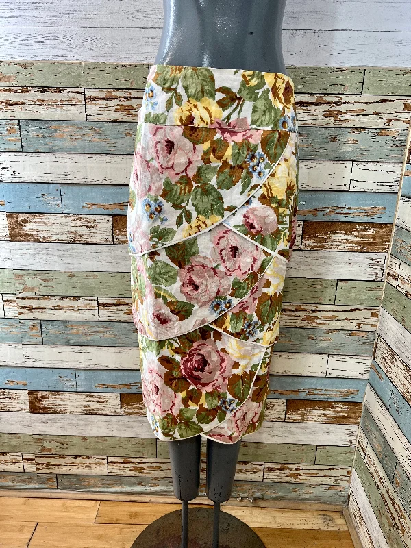 90’s Pink Multicolor Flower Print Layer Trim Skirt cashmere skirt soft