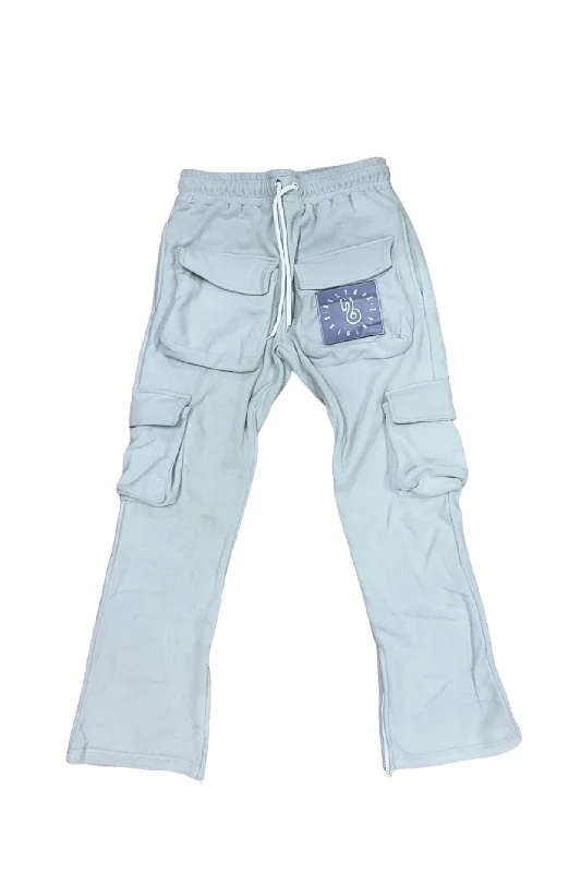 Stacked Cargo Grey  pants Lightweight Linen Pants
