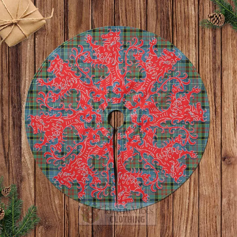 Paisley Tartan Christmas Tree Skirt Lion Rampant Style asymmetrical skirt cut