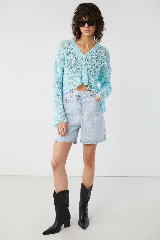 CROPPED OVERSIZED CARDIGAN Chenille Blend Fleece Blend Nylon Blend