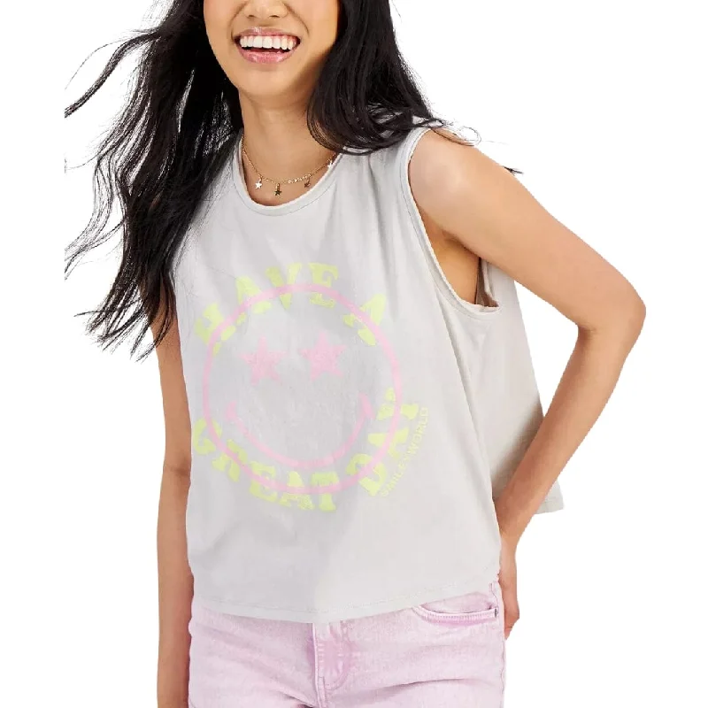 SMILEY WORLD - Graphic-Print Tank Top crossback tank top