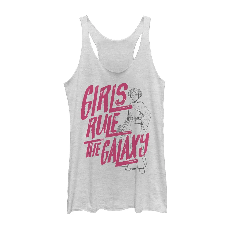 Women's Star Wars Leia Girls Rule Galaxy Racerback Tank Top v-neck tank top