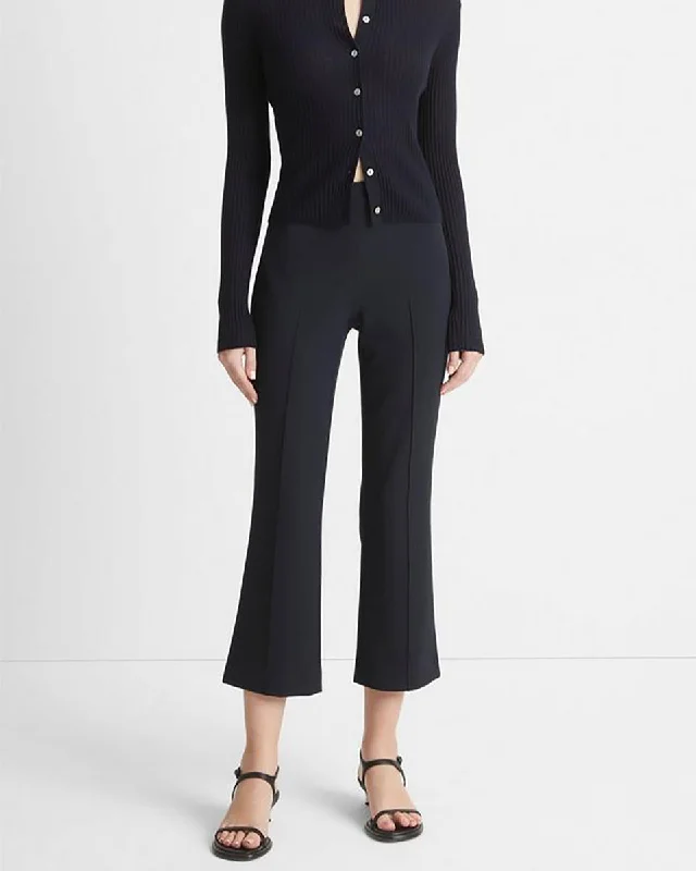 Mid-Rise Pintuck Crop Flare Pant Chic Capri Pants