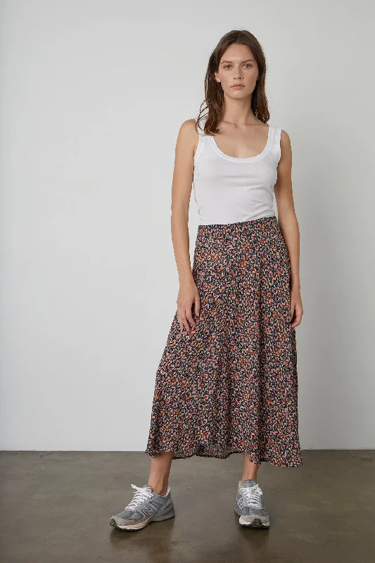 TITANIA PRINTED MIDI SKIRT high waist skirt