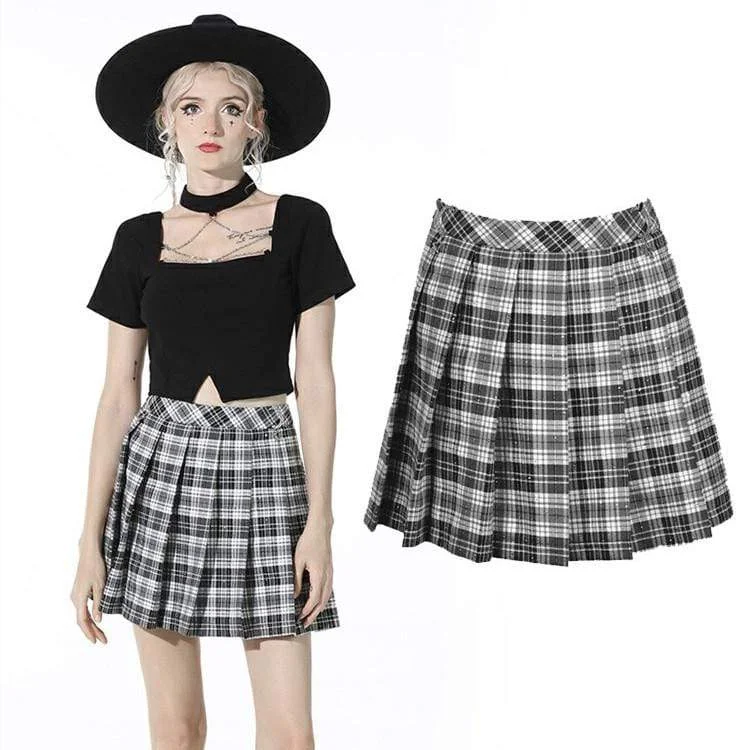 Women's Gothic Plaid Pleated Short Skirt cashmere skirt soft