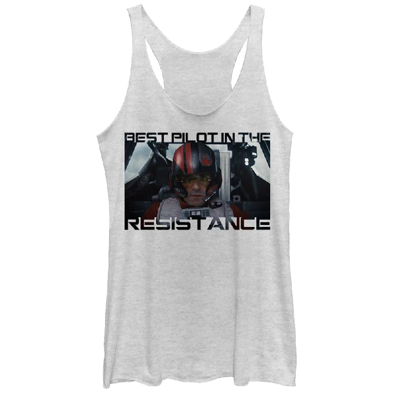 Women's Star Wars The Force Awakens Poe Best Pilot in the Resistance Racerback Tank Top lace back tank Women's Star Wars The Force Awakens Poe Best Pilot in the Resistance Racerback Tank Top lace back tank