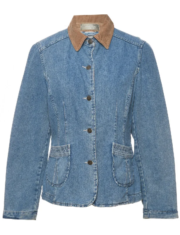 The Territory Ahead1990s Contrast Collar Denim Jacket - S Ribbed Jacket Pleated Jacket Ruffled Jacket The Territory Ahead1990s Contrast Collar Denim Jacket - S Ribbed Jacket Pleated Jacket Ruffled Jacket