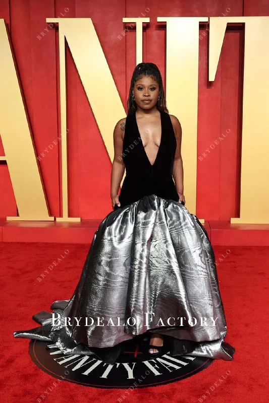 Dominique Fishback Two-Tone 2024 Oscars After Party Dress Tunics Wedding white