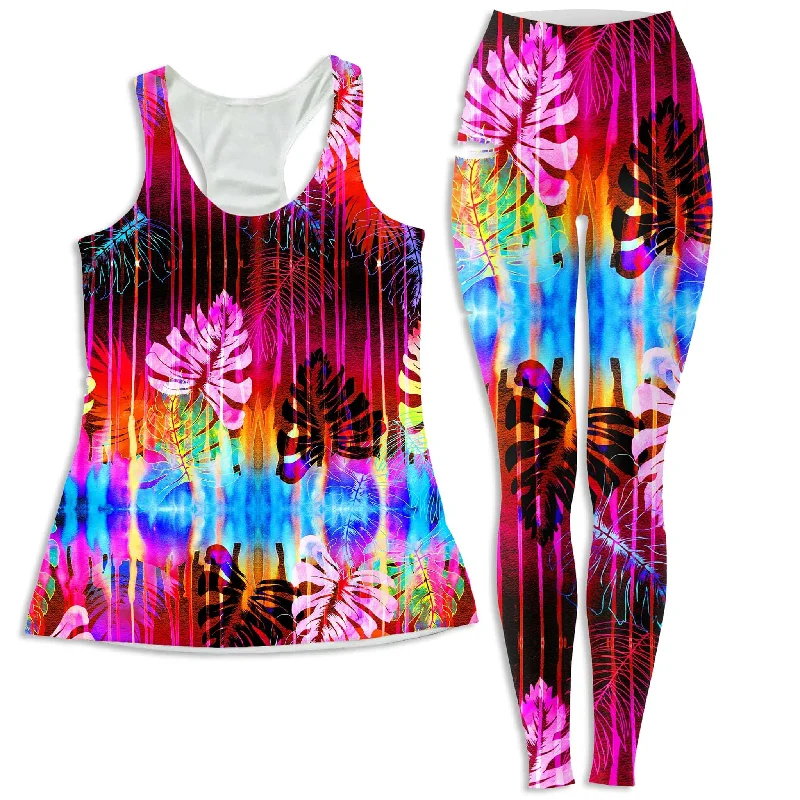 Fluorescent Jungle Women's Tank and Leggings Combo open back tank