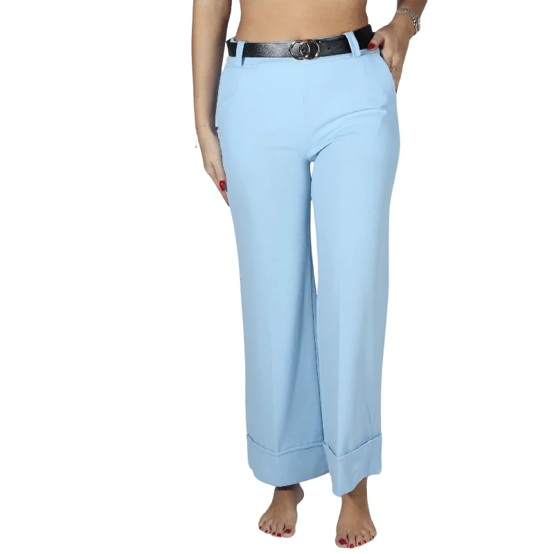 NEW G.J - Belt straight leg pants Chic Checkered Pants