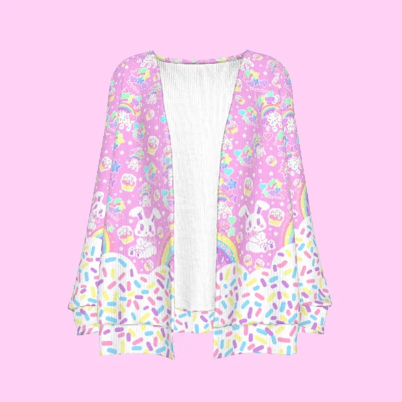Rainbow Sweets Pink Open Front Cardigan Patchwork Embroidered Appliqued