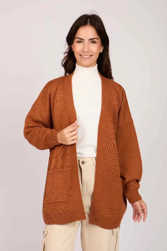 Women Long Loose Cardigan orange Spandex Blend Rayon Blend Denim Blend