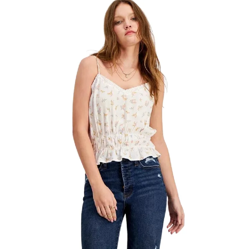 HIPPIE ROSE - Lace-Trim Peplum Tank Top one shoulder tank