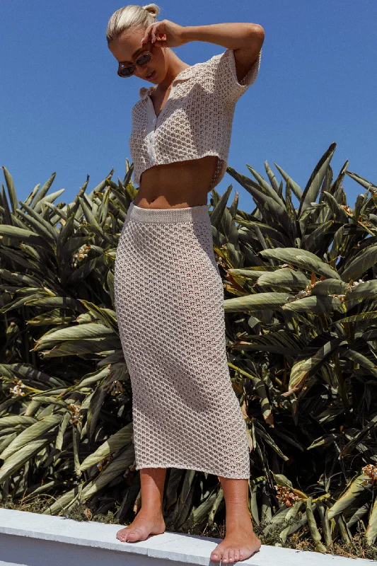 Summer Sunset Crochet Maxi Skirt Oat a-line skirt cut