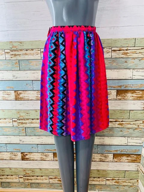 80s - Multicolor Silk Print Mini Skirt wool skirt warm