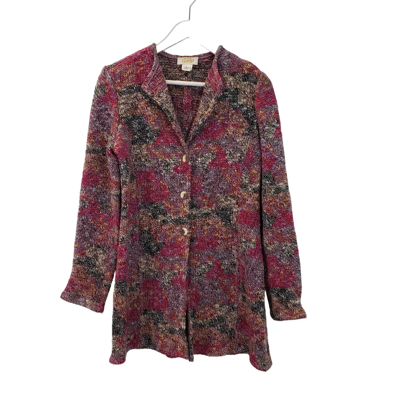 Talbots Wool Blend Multi-Color Longline Cardigan Sweater Size Small Stretchy Elastic Breathable