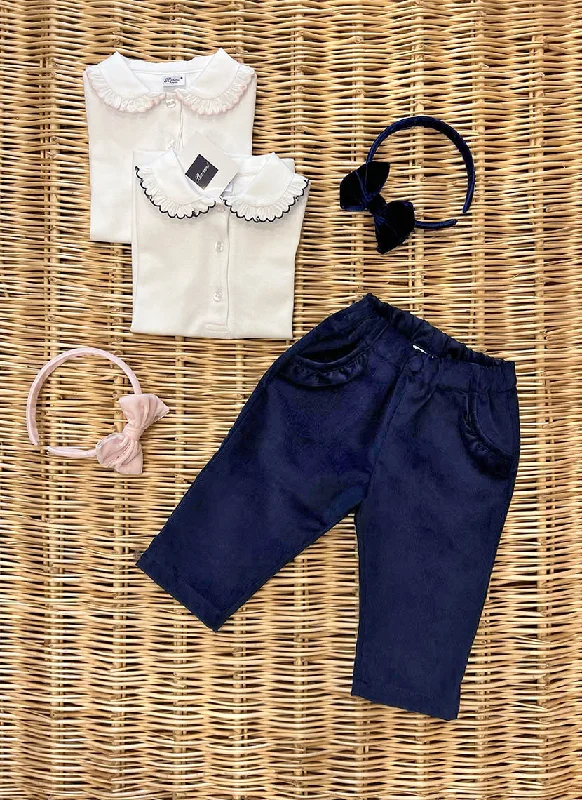 Girly Corduroy Pants Fashionable Button-Up Pants