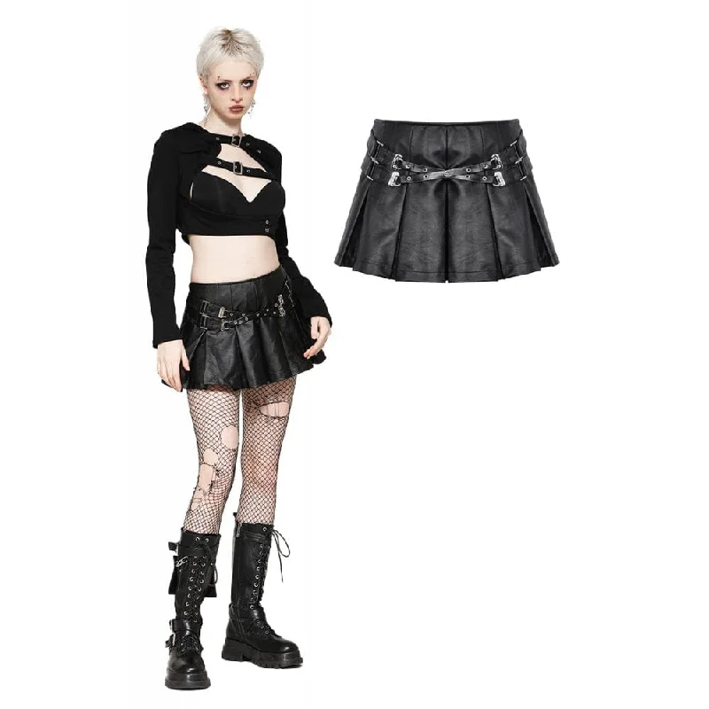 Women's Punk Buckle-up Eyelets Short Skirt corduroy skirt durable