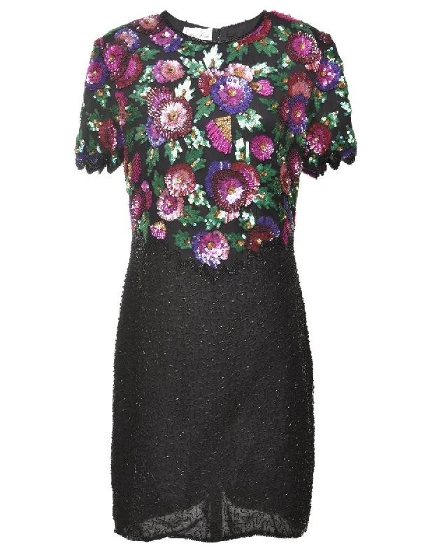 Sequined Silk Party Dress - L Tunics Stylish modern