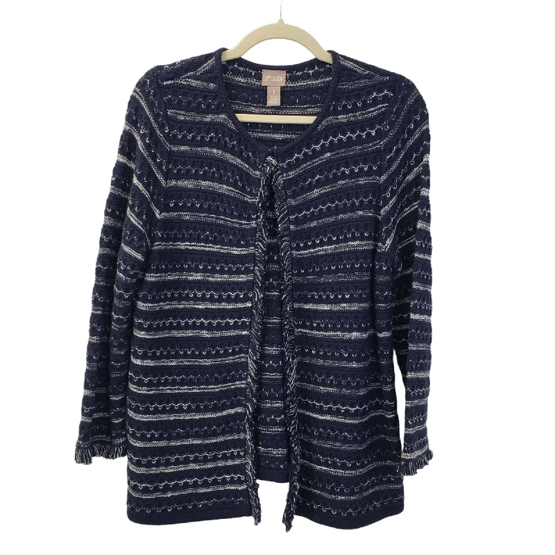 Chico's Fringe Trim Cardigan Sweater Size Chico's 1/Medium Anti-Pilling Anti-Shrink Durable