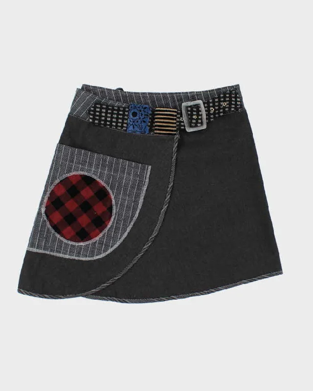 Vintage Y2k 00s Talia Designs Patchwork Wrap Skirt - M leather skirt durable