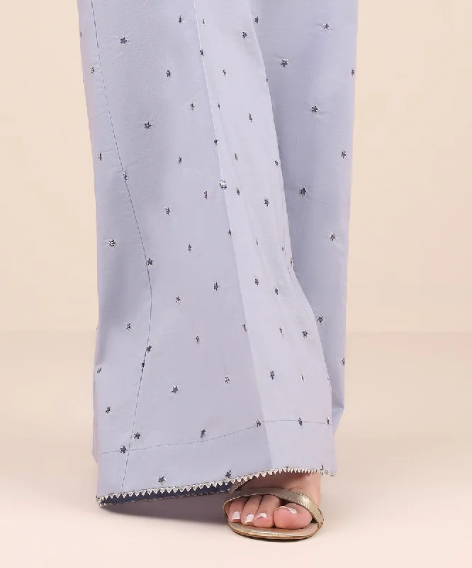 Embroidered Cambric Flared Pants Fashionable Sporty Pants