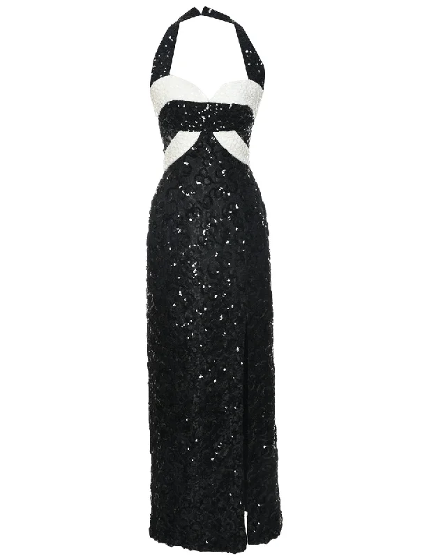 Sequined Black Party Dress - XS Tunics Luxurious premium