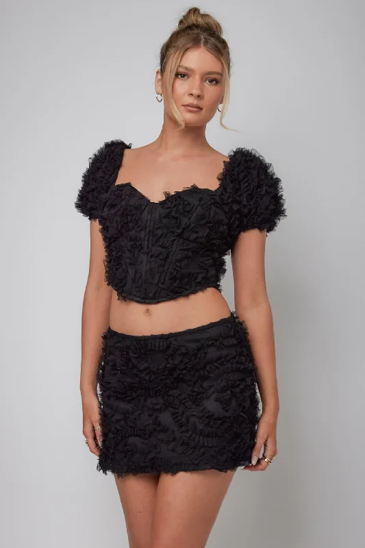 Cielito Embellished Mini Skirt Black cashmere skirt rich