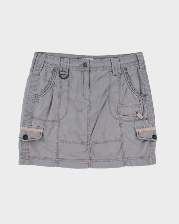 Y2k 00s Grey Cargo Skirt - M ruffled skirt detail